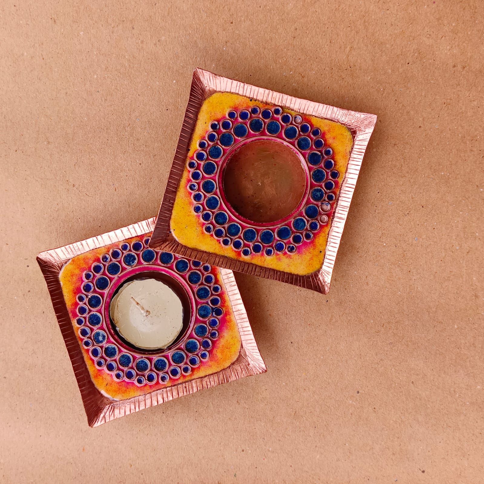 Copper enamel T-light Holder