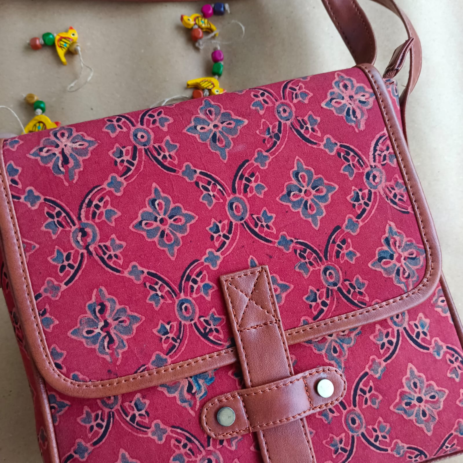 Ajrakh Flap Sling Bag