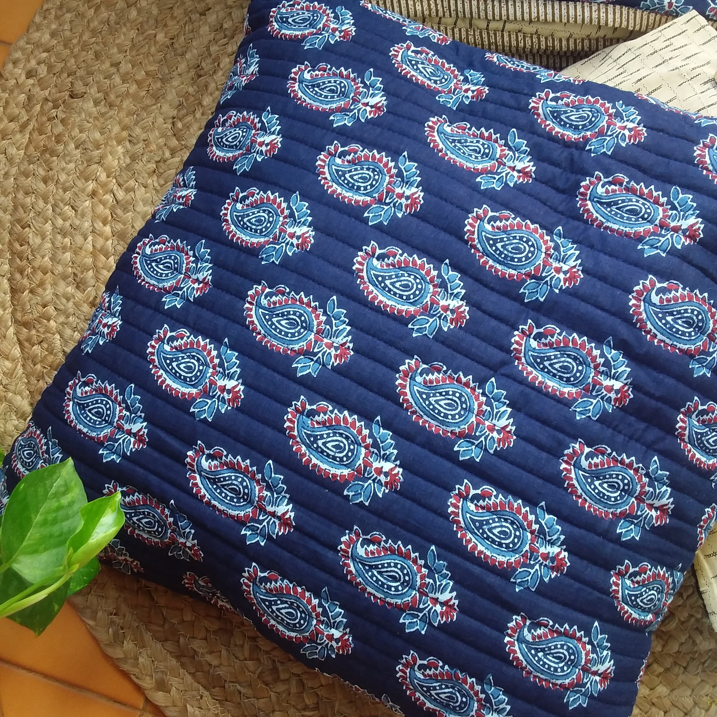 Square Quilted Cotton Cushion Cover