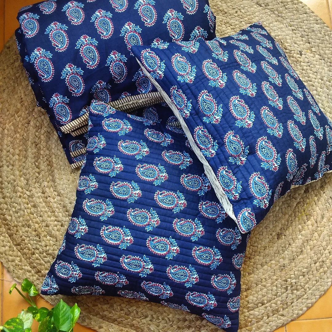 Square Quilted Cotton Cushion Cover