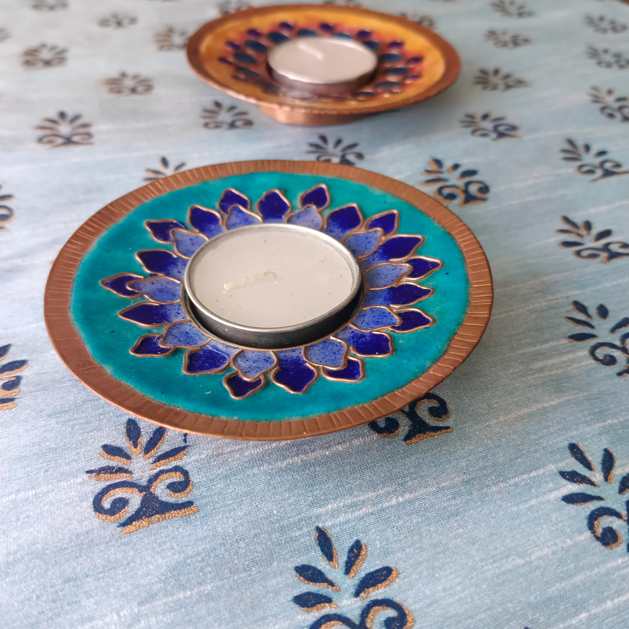 Copper enamel T-light Holder