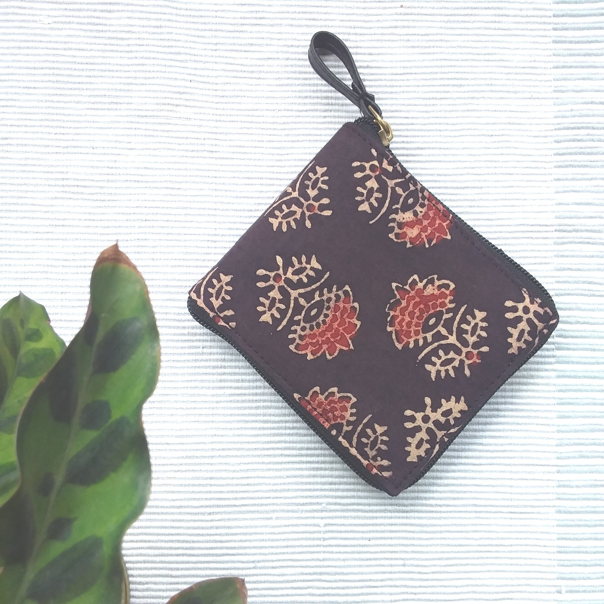 Unisex Ikat Square Wallet Yellow Lines