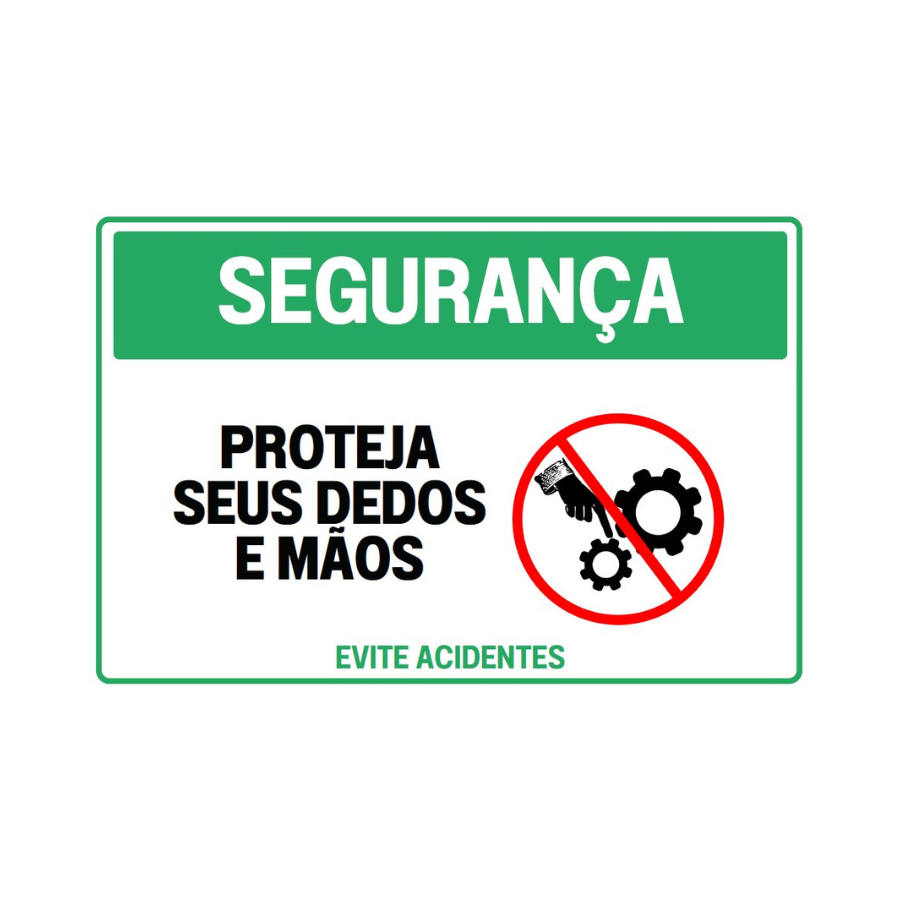 Placa de segurança, proteja suas mãos