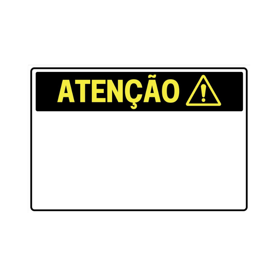 Placa de atenção personalizável preta