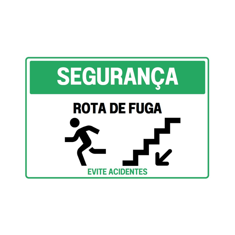 Placa de segurança rota de fuga modelo 1
