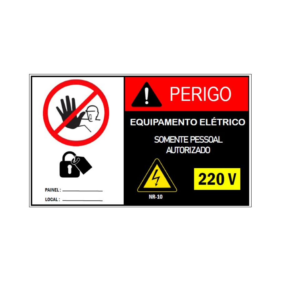 Placa de Sinalização Perigo 220V