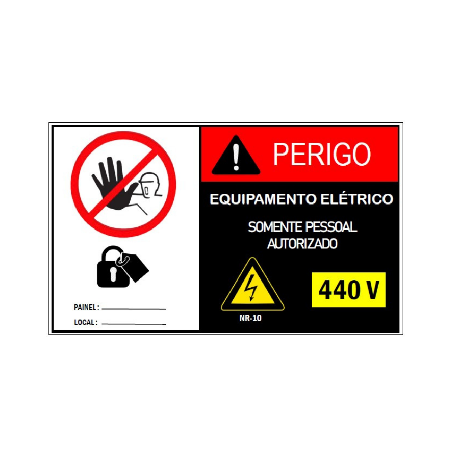 Placa de Sinalização Perigo 440V