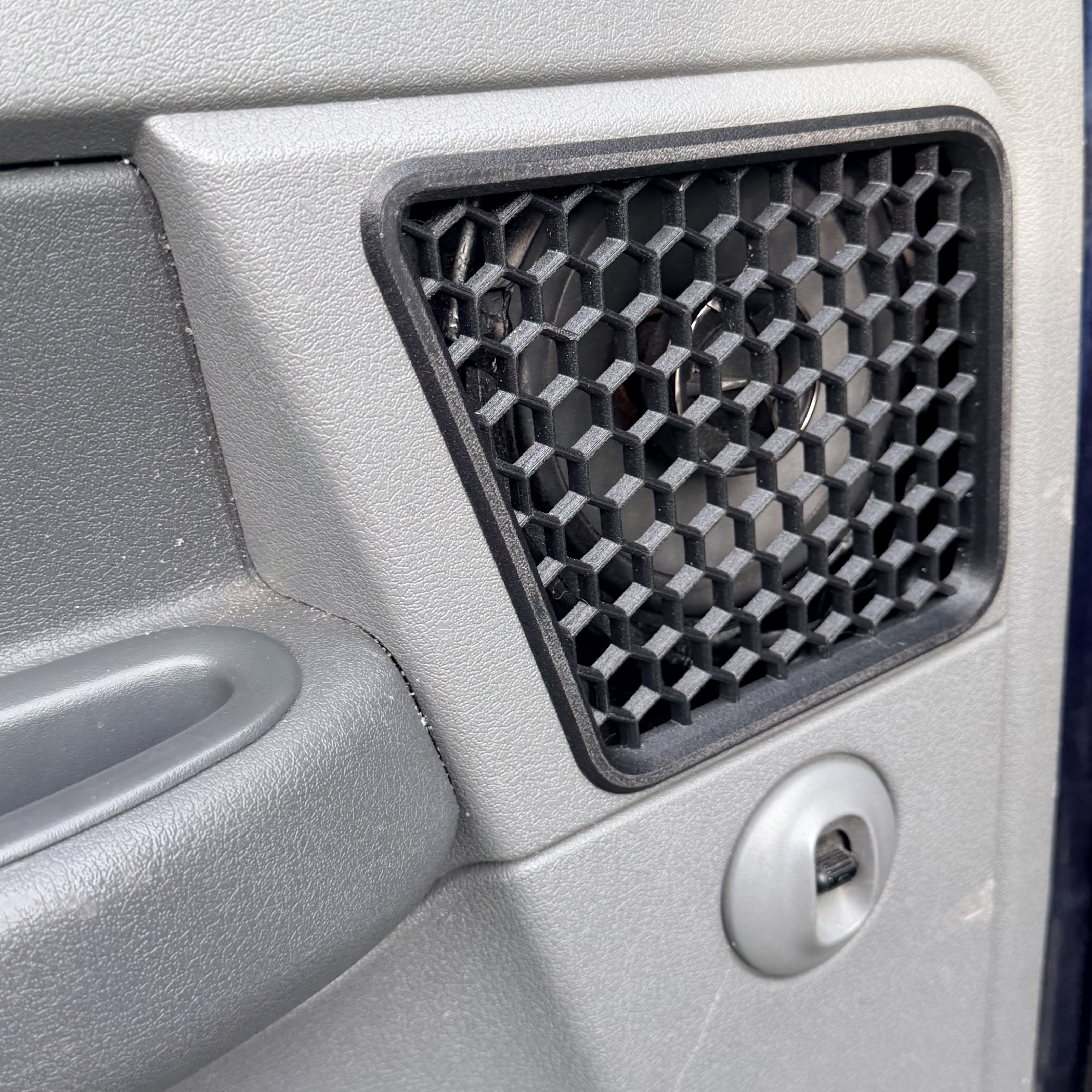 3rd Gen Dodge Ram 2500/3500 quad cab front and rear speaker grill replacements. 3D printed in black ABS glass fiber plastic for durability.