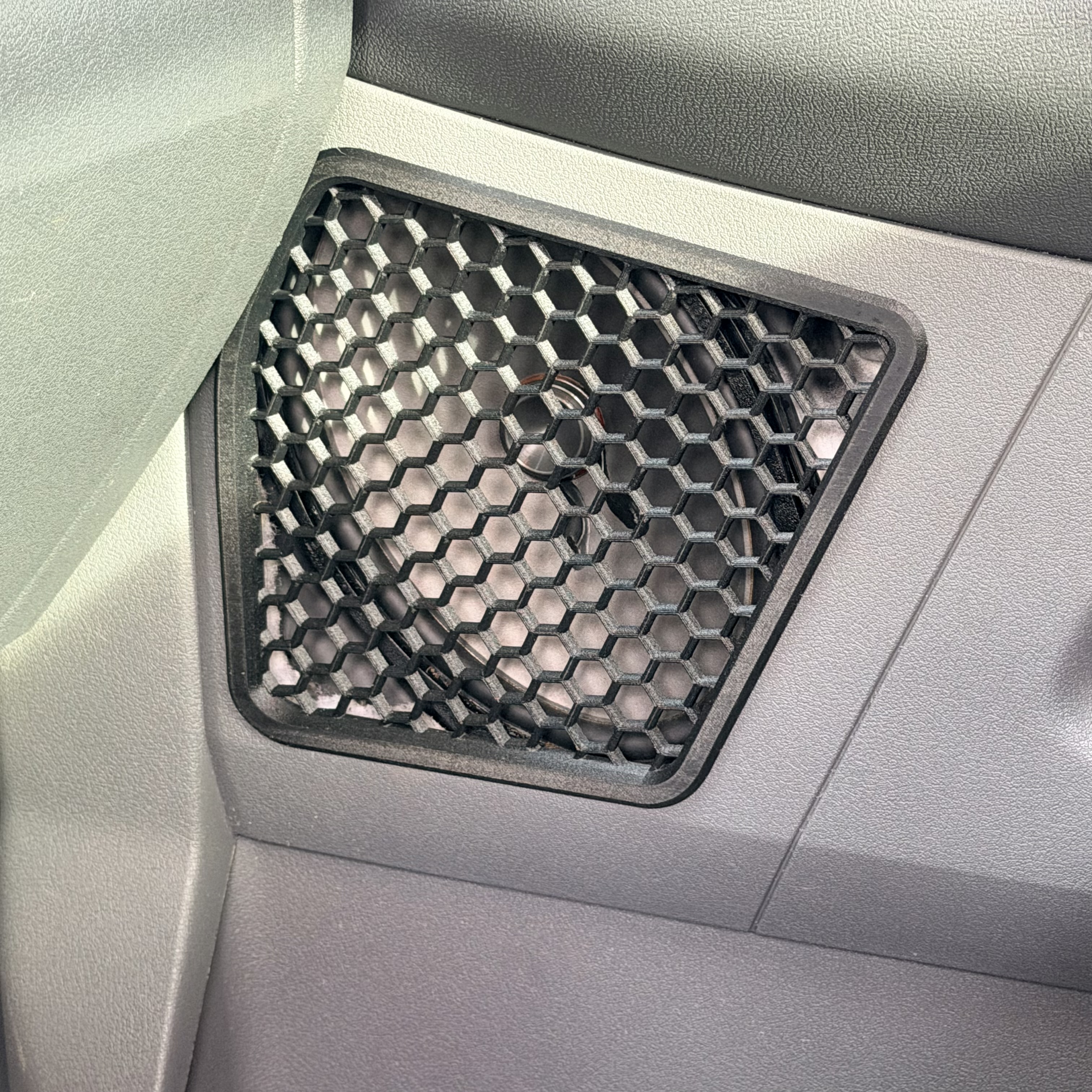 3rd Gen Dodge Ram 2500/3500 Mega cab front and rear speaker grill replacements. 3D printed in black ABS glass fiber plastic for durability.