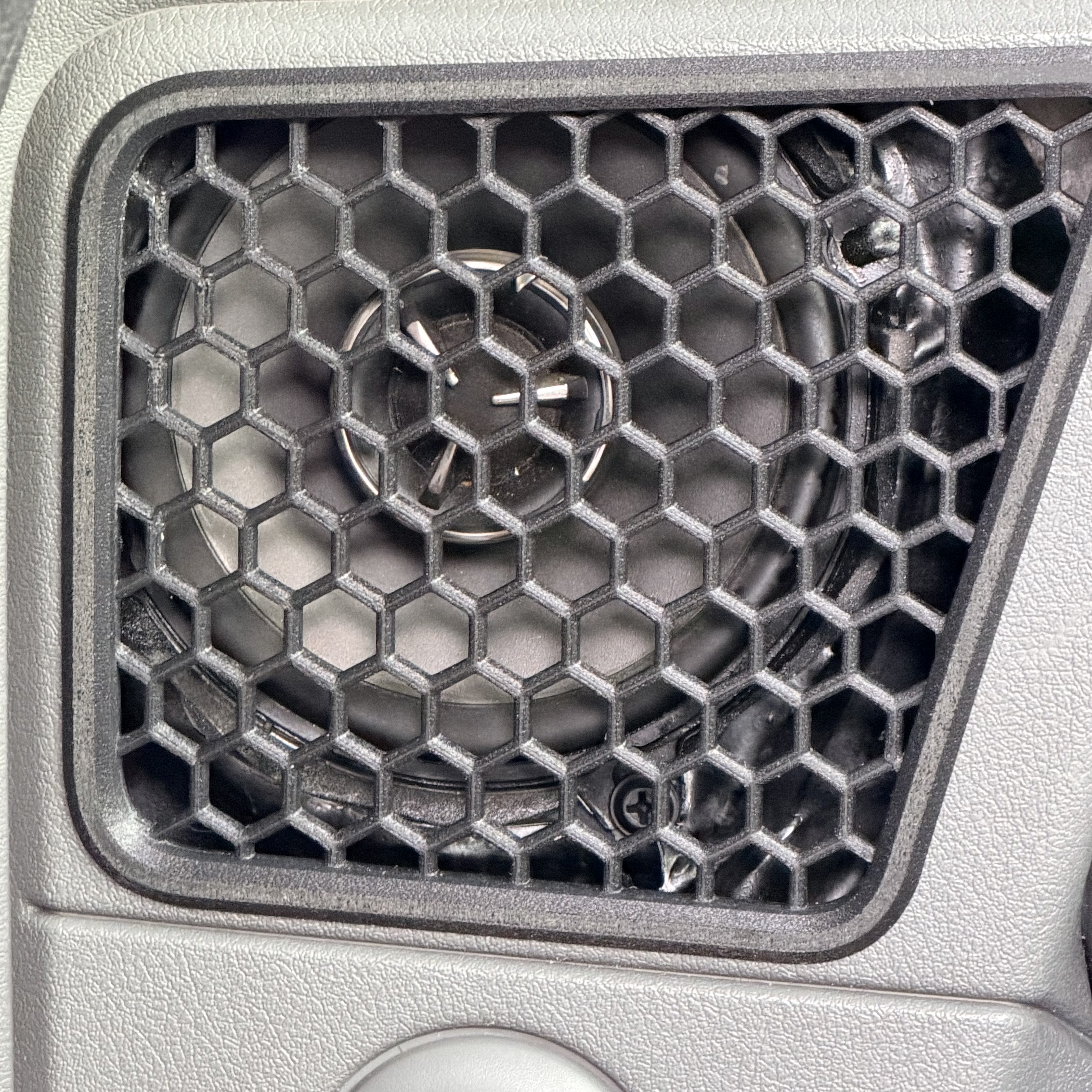3rd Gen Dodge Ram 2500/3500 quad cab front and rear speaker grill replacements. 3D printed in black ABS glass fiber plastic for durability.