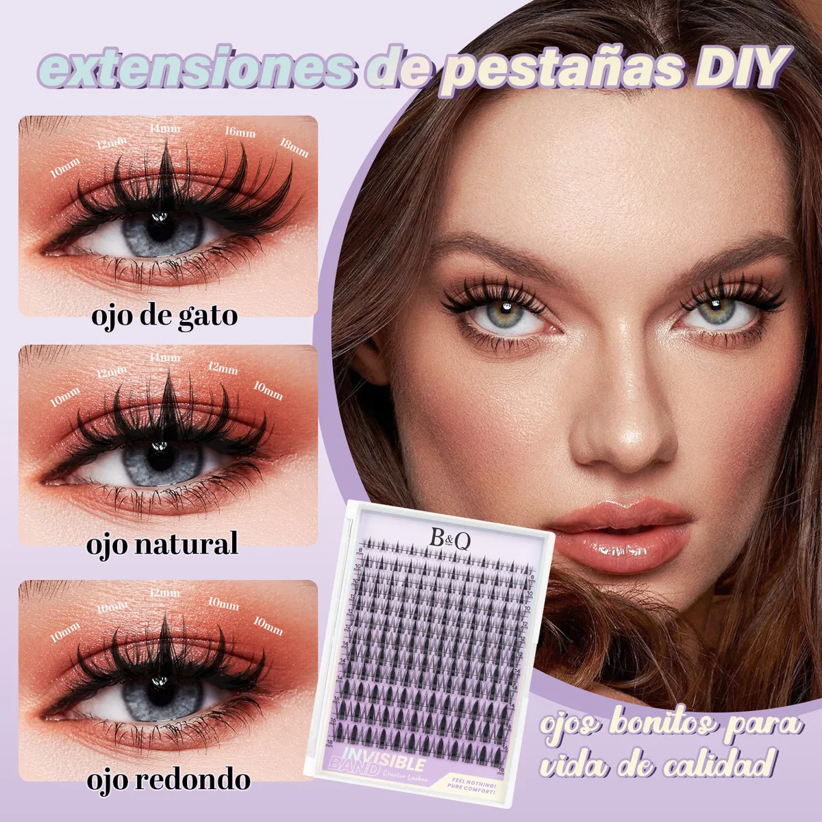 Fairy kit de extensiones de pestañas raíces invisibles B&q adhesivo con sellador con removedor