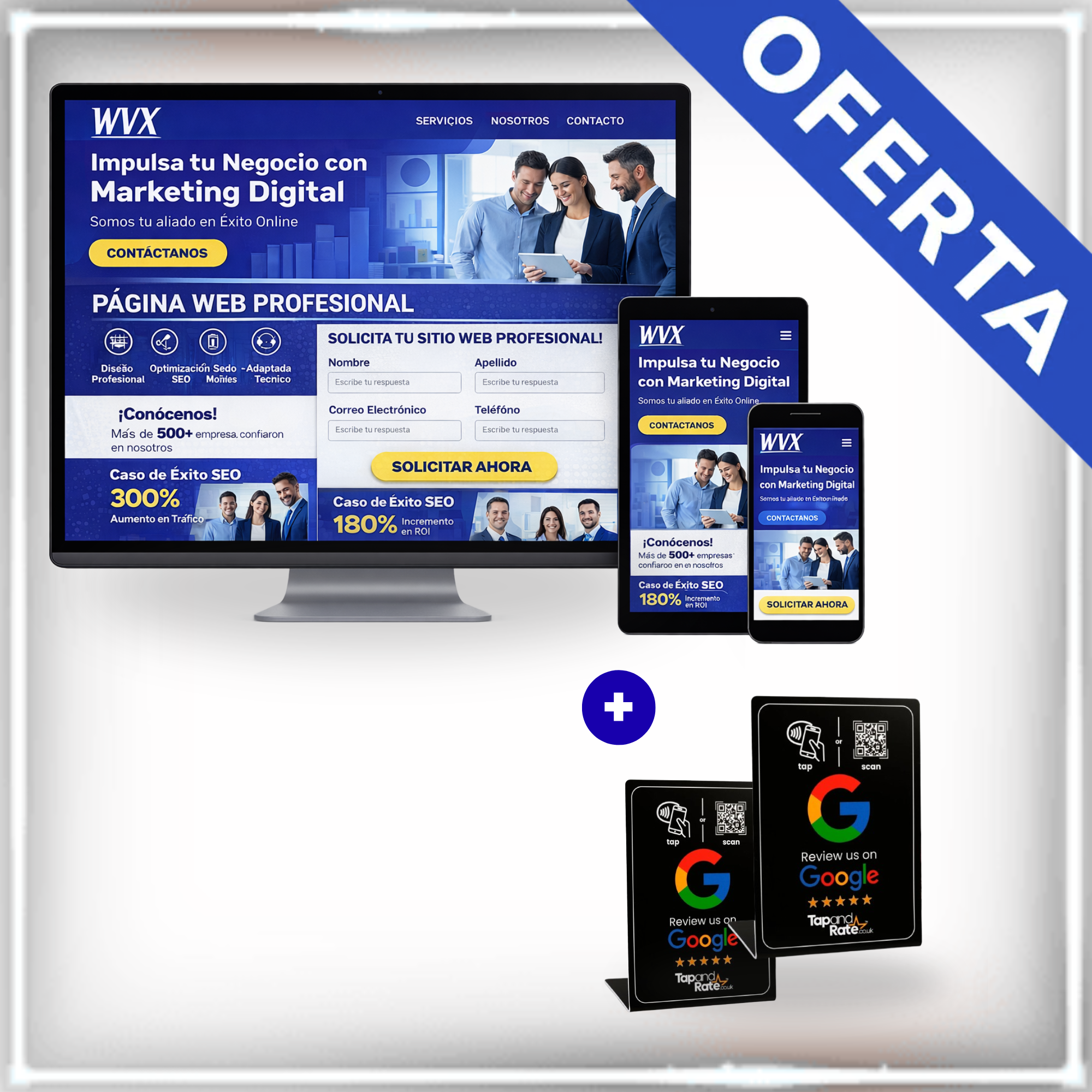 Web profesional +  Tarjeta Google Reseñas