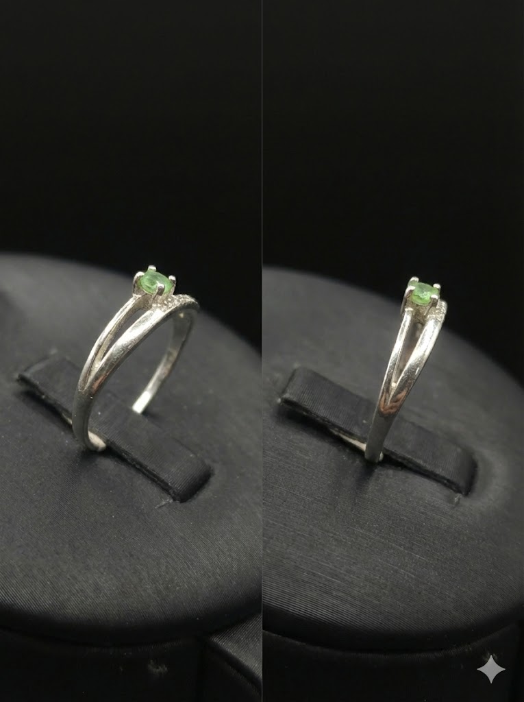 Anillo de plata esterlina con esmeralda natual de colombia. 