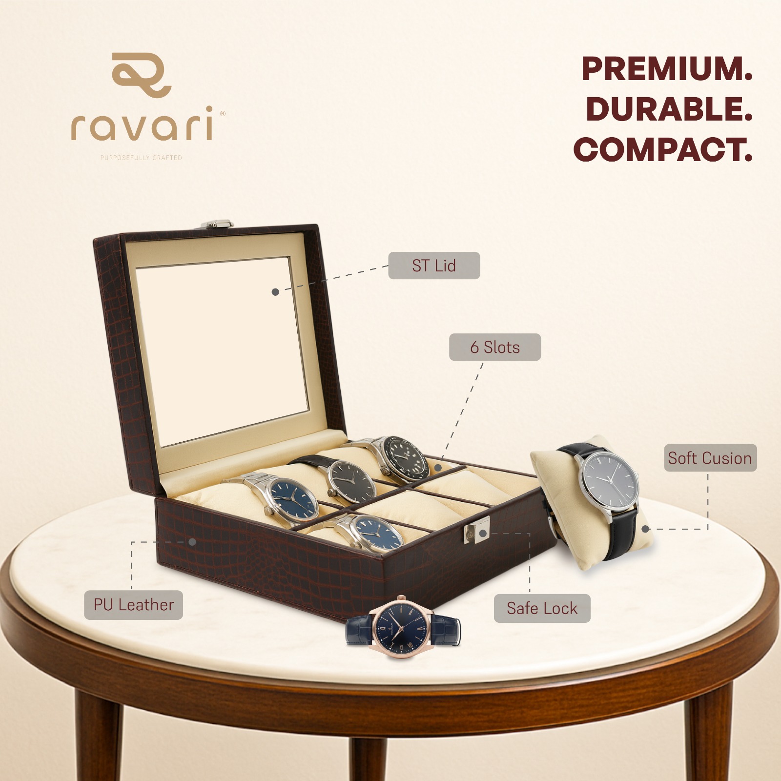 RAVARI Men's and Women's Watch Box Holder 
