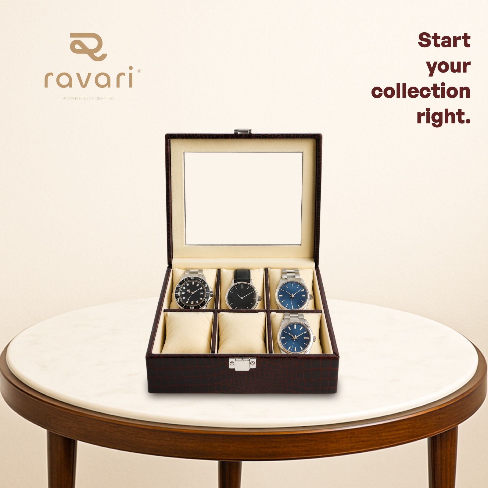 RAVARI Men's and Women's Watch Box Holder 