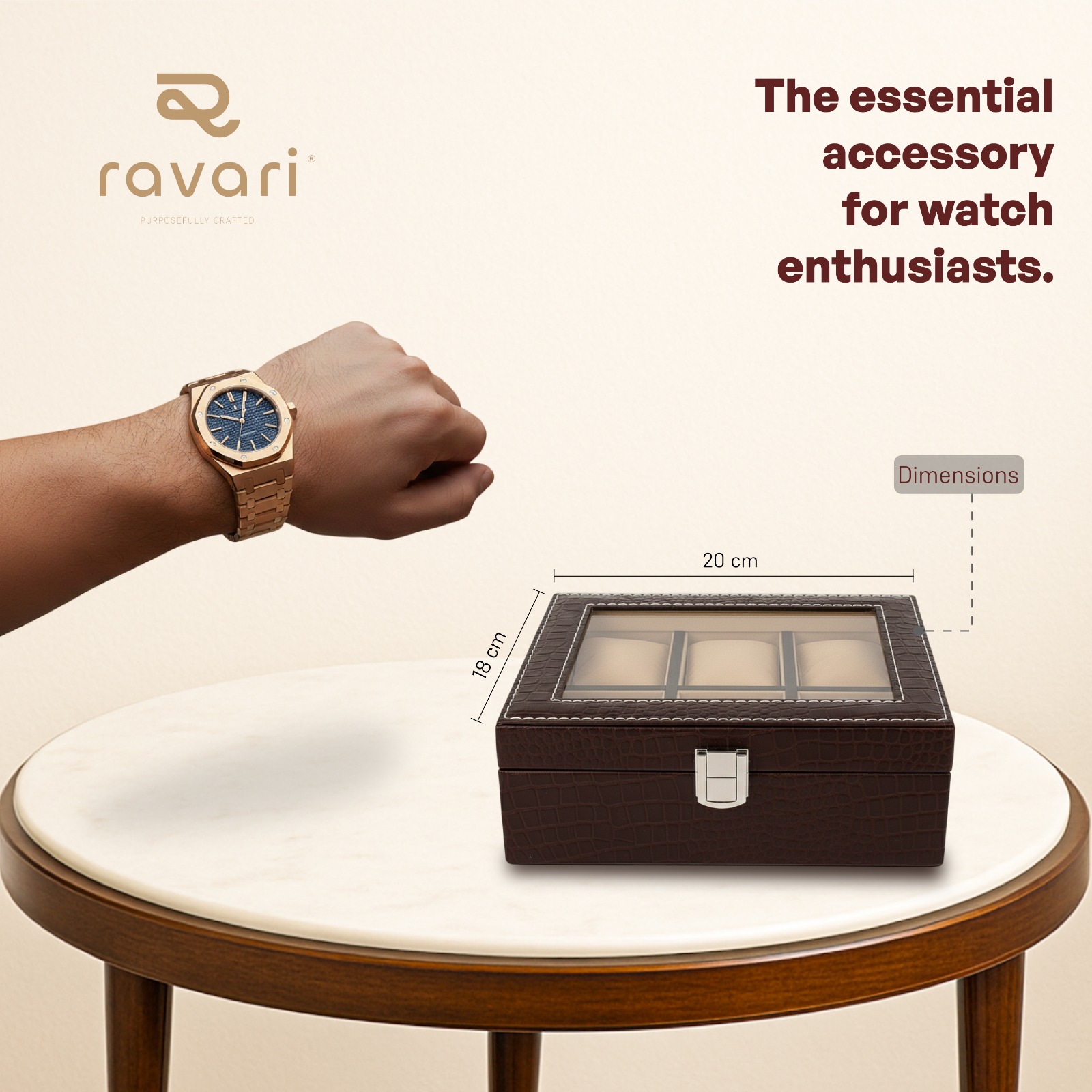 RAVARI Men's and Women's Watch Box Holder 
