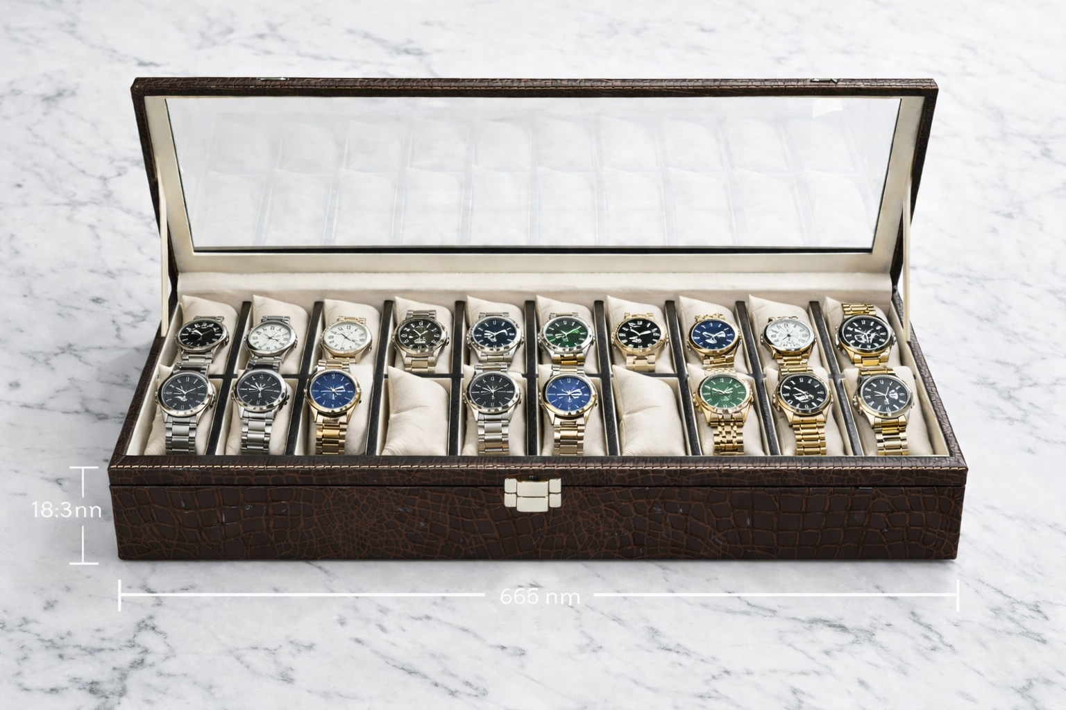 RAVARI Men's and Women's Watch Box Holder Organizer Case In 20 Slots of watches 