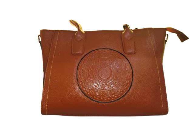 Ravari Tan Heritage Embossed Leather Tote