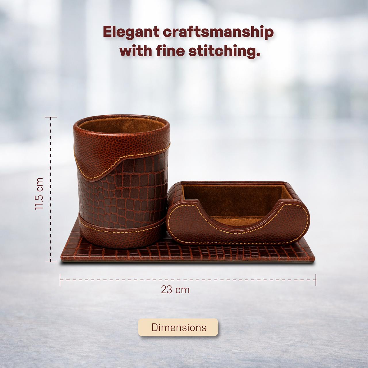 RAVARI Premium Leather Desk Organizer 