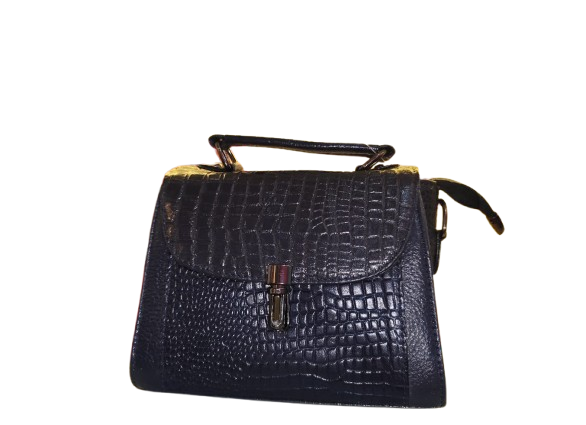 Ravari Noir Luxe Croco-Accent Shoulder Bag