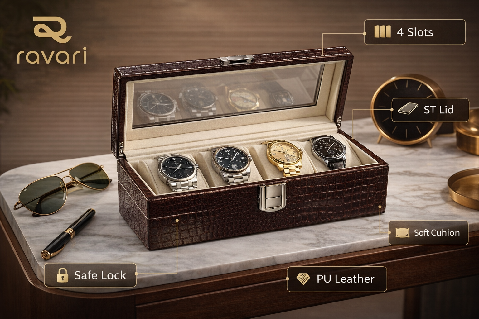 RAVARI Men's and Women's Watch Box