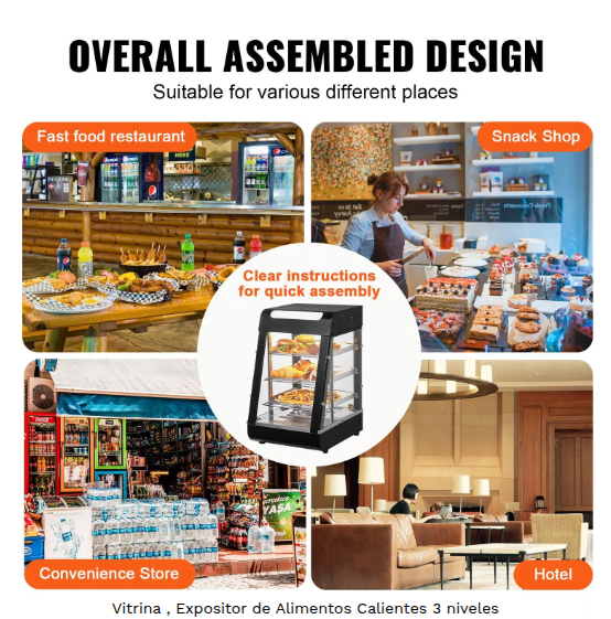 Vitrina Expositor de Alimentos Calientes