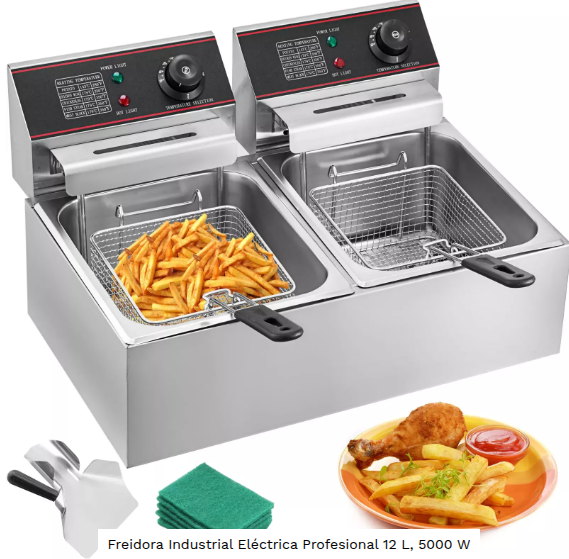 Freidora Industrial Eléctrica Profesional de 12 L