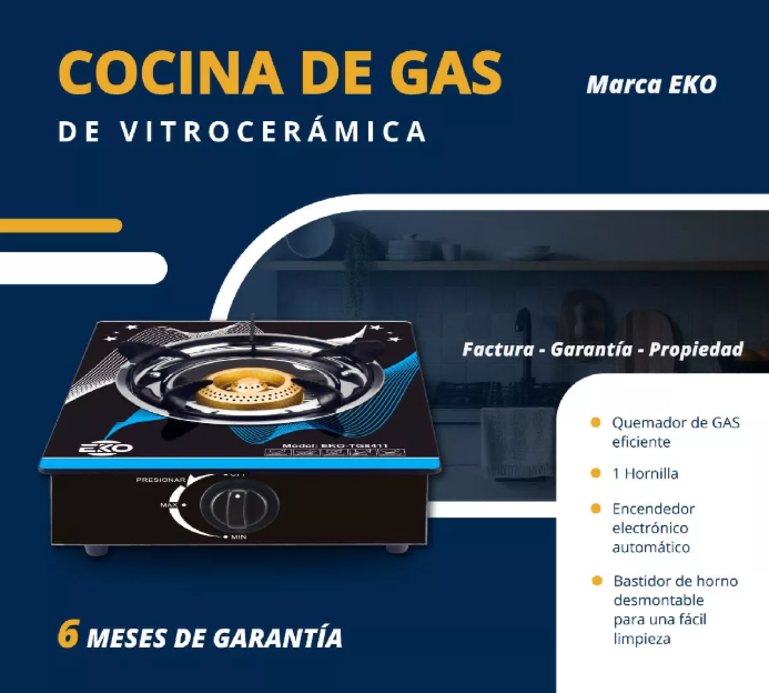 Cocina de gas de vitrocerámica