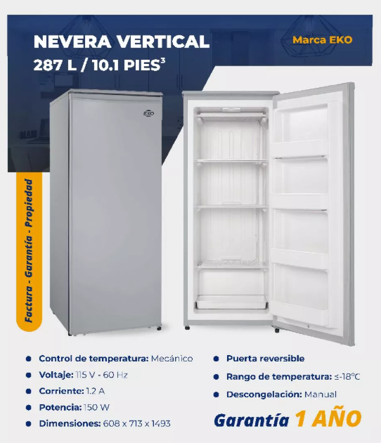 Nevera vertical 287 L