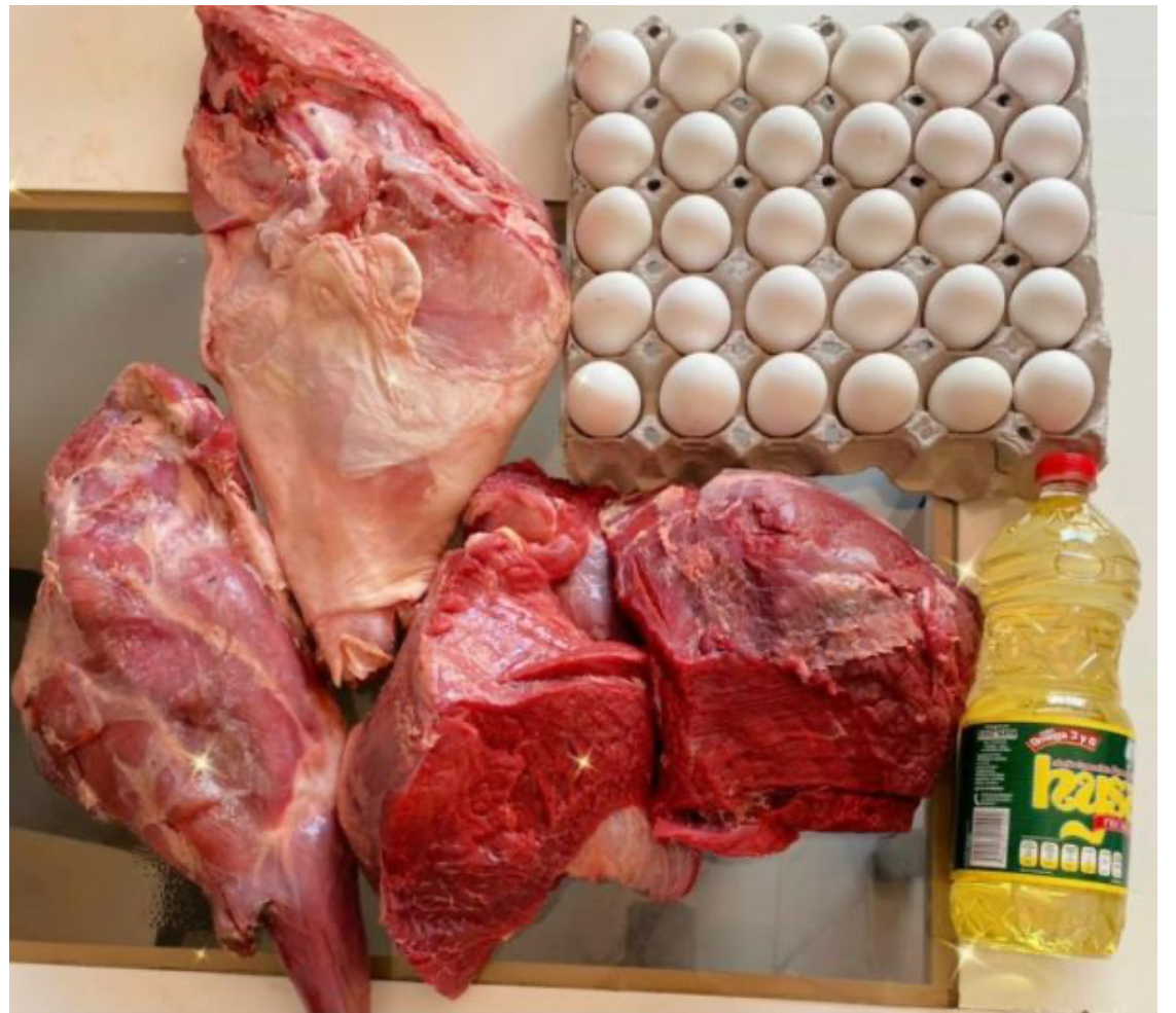 Combo de carne, huevos y aceite