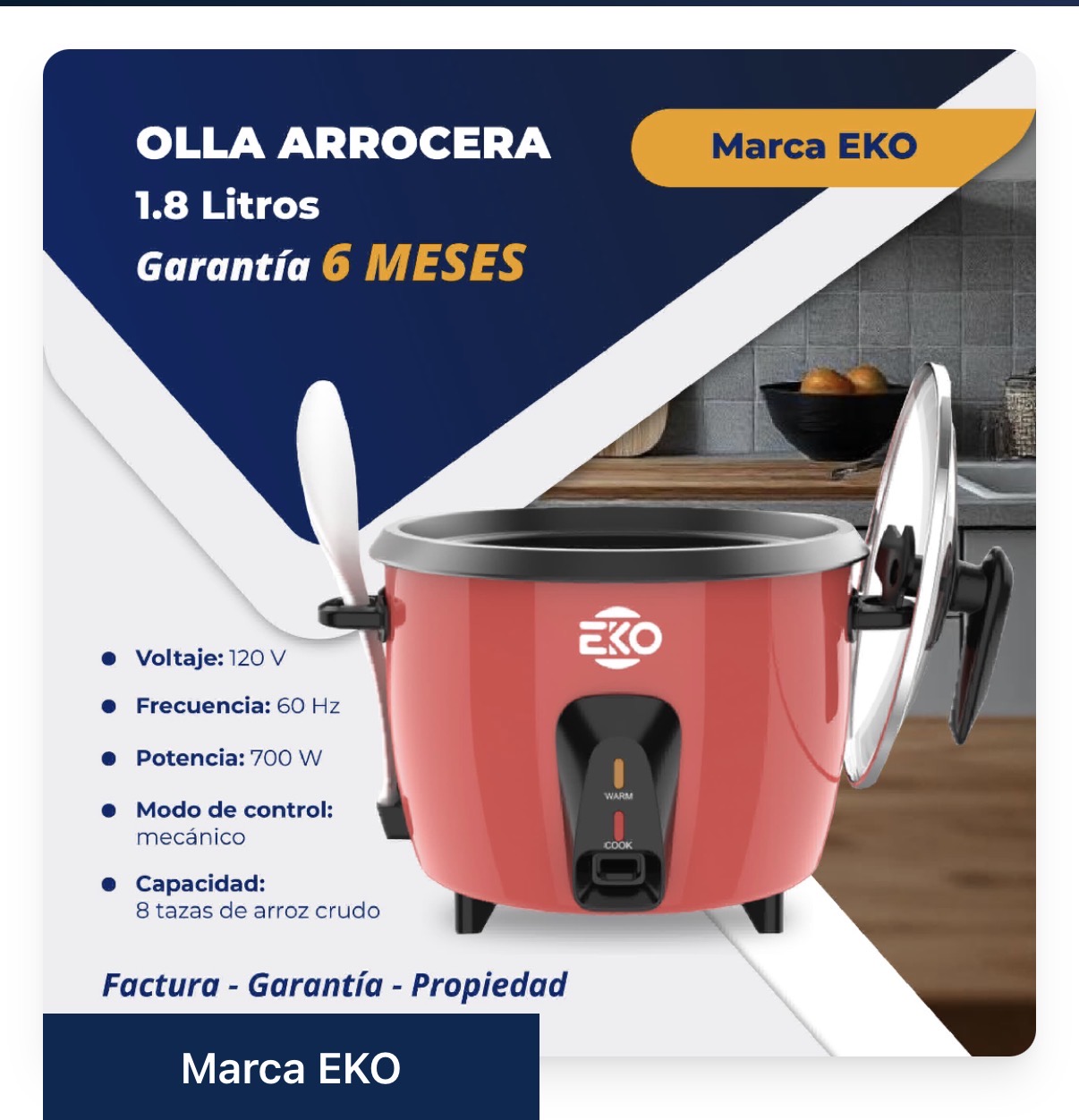 Olla Arrocera 1.8 Litros EKO