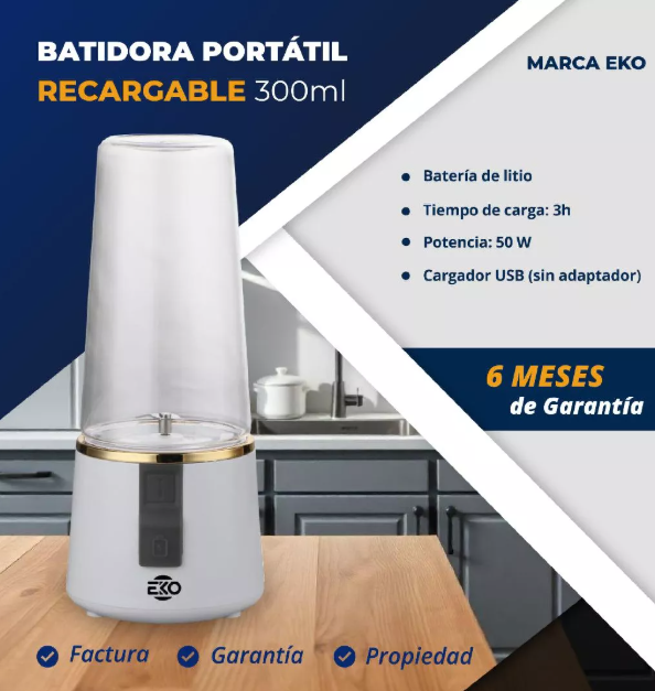 Batidora portátil recargable 300ml