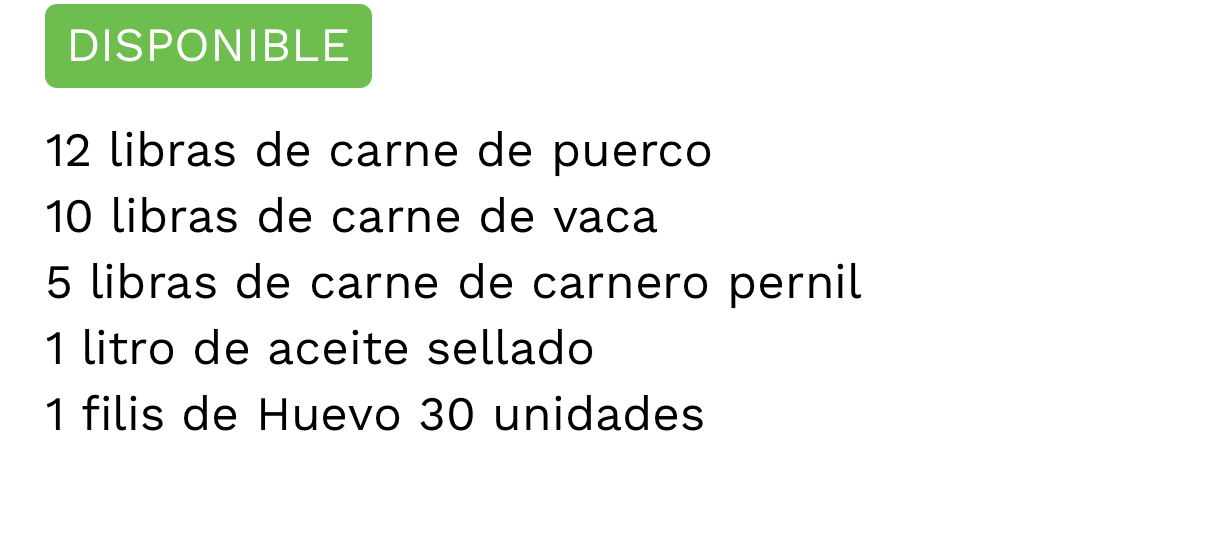Combo de carne, huevos y aceite