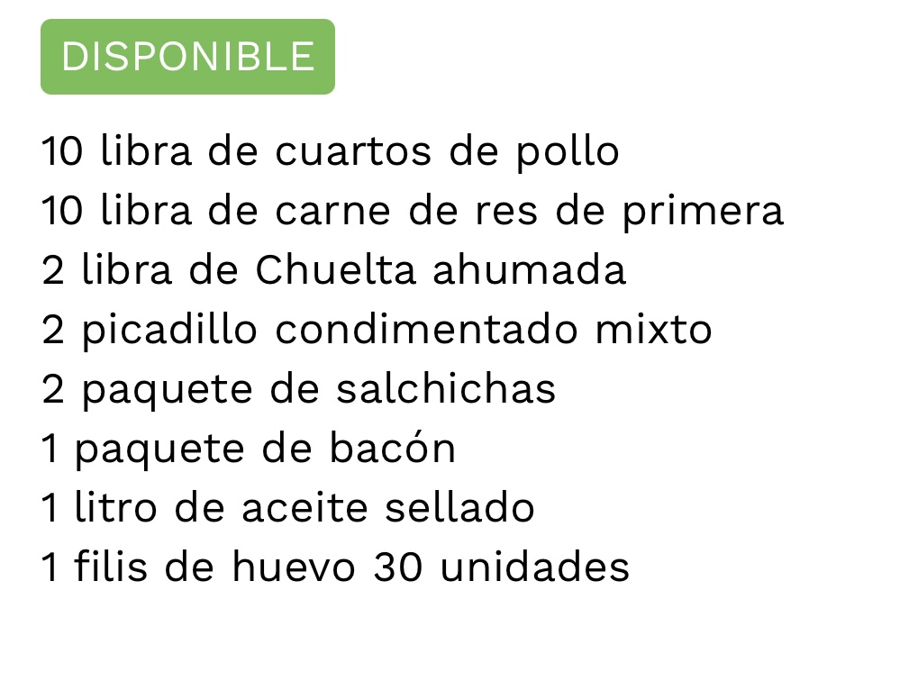 Paquete de alimentos variados