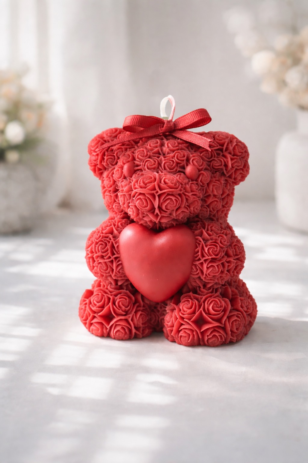 Red Rose Teddy Bear Candle