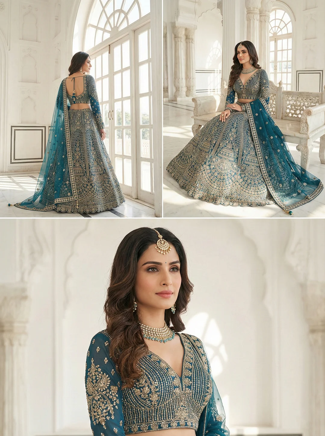 Anjum Net Heavy Hand Embroidered Ghagra Set