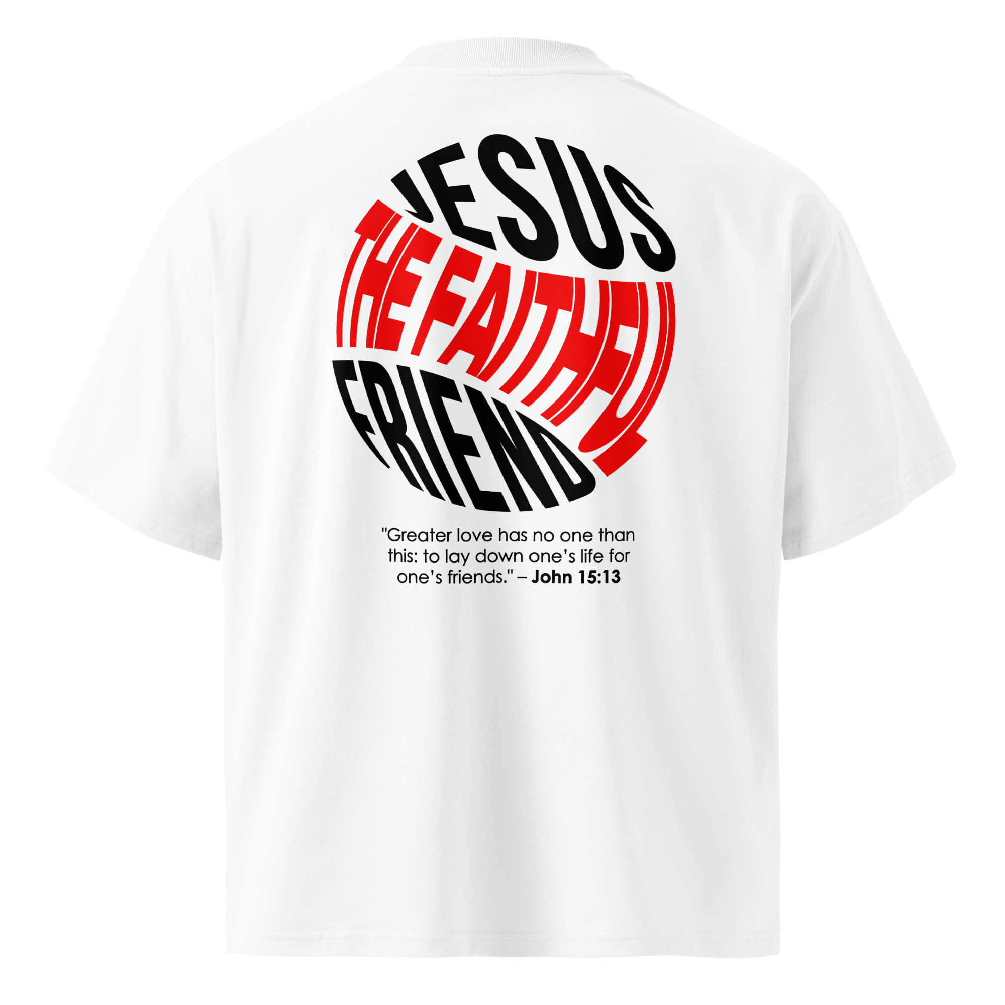 T-Shirt Oversized Unissexo – João 15:13 | Branca