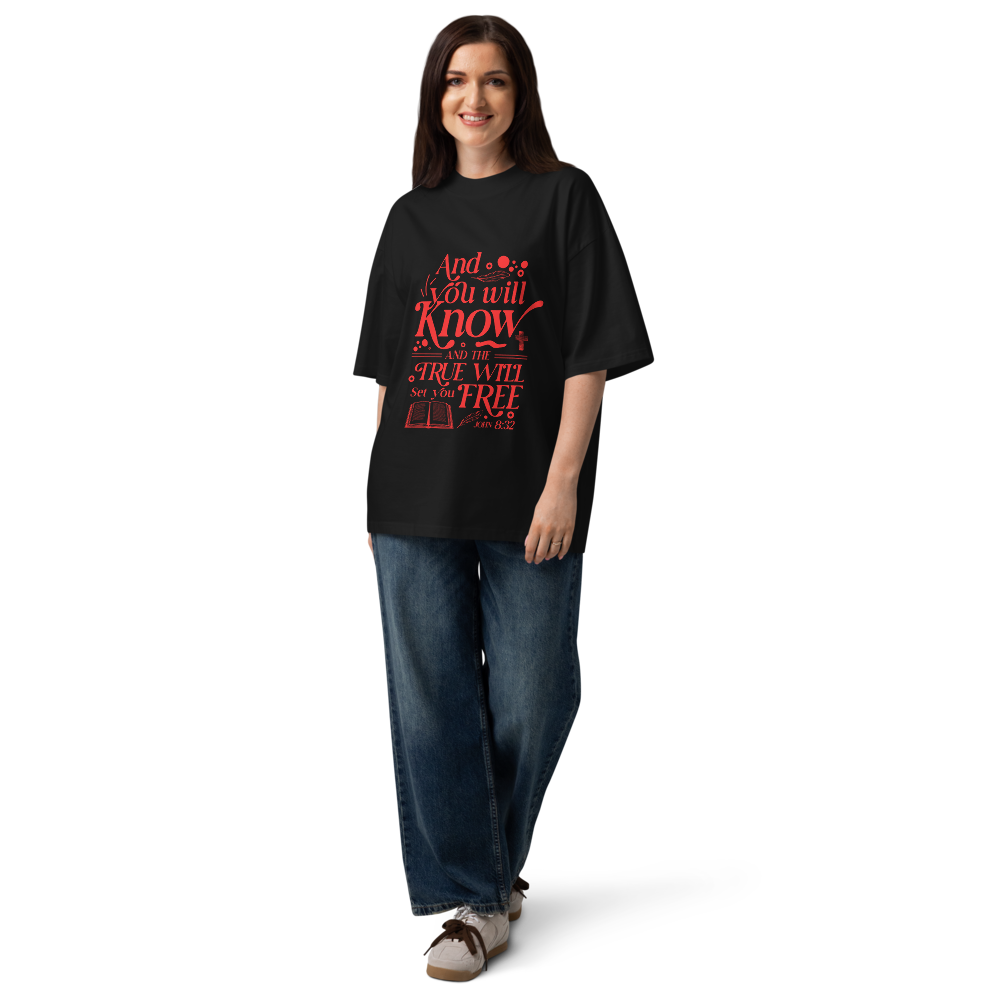 T-Shirt Oversized Unissexo – João 3:16 | Preta