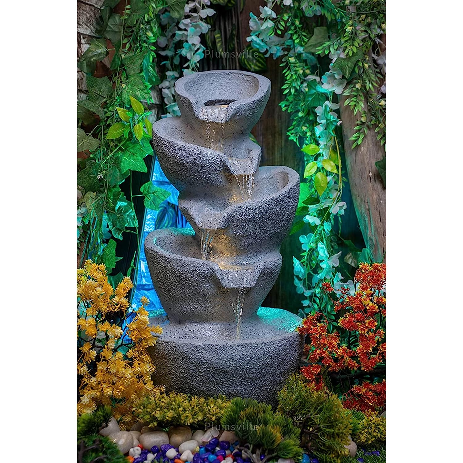 Four-Tier Stone Water Fountain