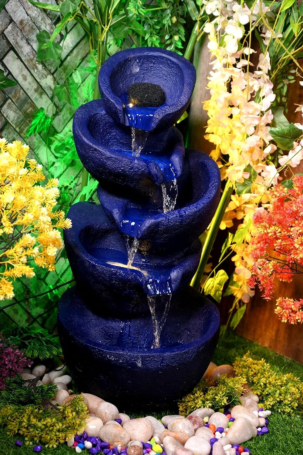 Tiered Blue Water Fountain
