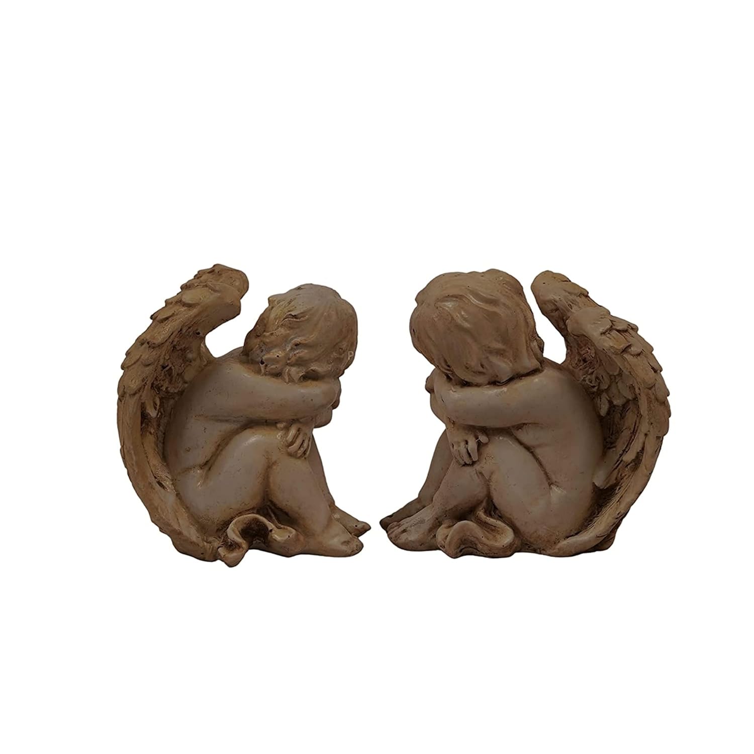 Cute Little Angel Cherubs Cupid with Wings (Set of 2) Idol Statue Figurine Decorative Showpiece for Home Office Center Table Top Decoration Wedding Birthday Gift Item