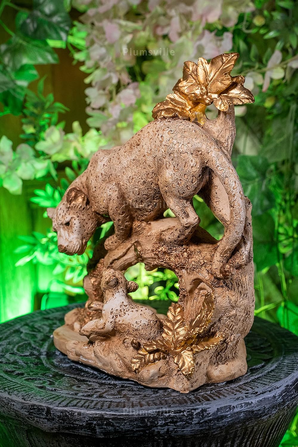 Tiger Statue Wild Animal Cub Vintage Hand Painted Showpiece Sculpture Diwali Decoration Items Home Living Room Table for Corporate Family Friends.