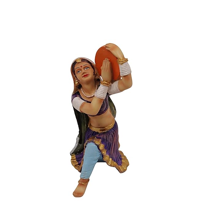 Rajasthani Women Traditional Musical Statue Playing Musical Instrument Idol Figurine Showpiece Decorative Items for Living Room Home Office Table Drawing Room