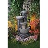 Stacked 4 Pot Water Fountain for Home, Office, Garden Grey Color Medium Decorative Tabletop Water Fountain for Indoor Outdoor Home Decor Living Room Garden Bedroom Hall