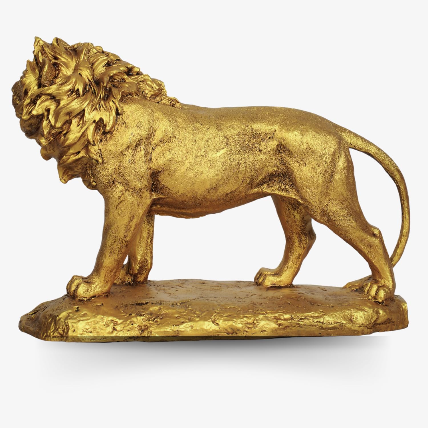  Elegant Lion Sculpture – Polyresin Showpiece with Antique Gold Finish for Home Décor & Gifting