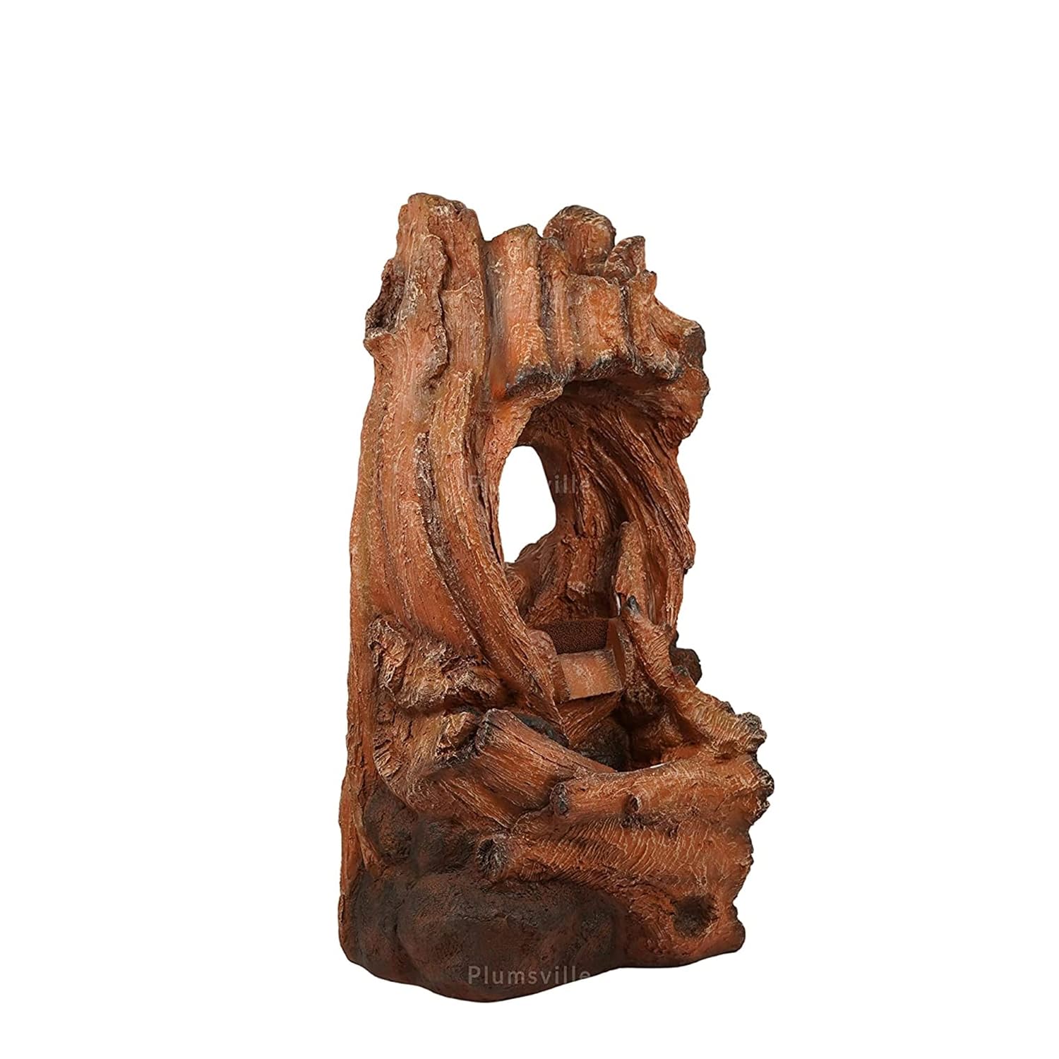 Nature Wooden Fall Water Fountain for Home, Office, Garden Orange Color Indoor Outdoor Home Decor Living Room Garden Bedroom Hall Table Top Decoration Showpiece Gift Items