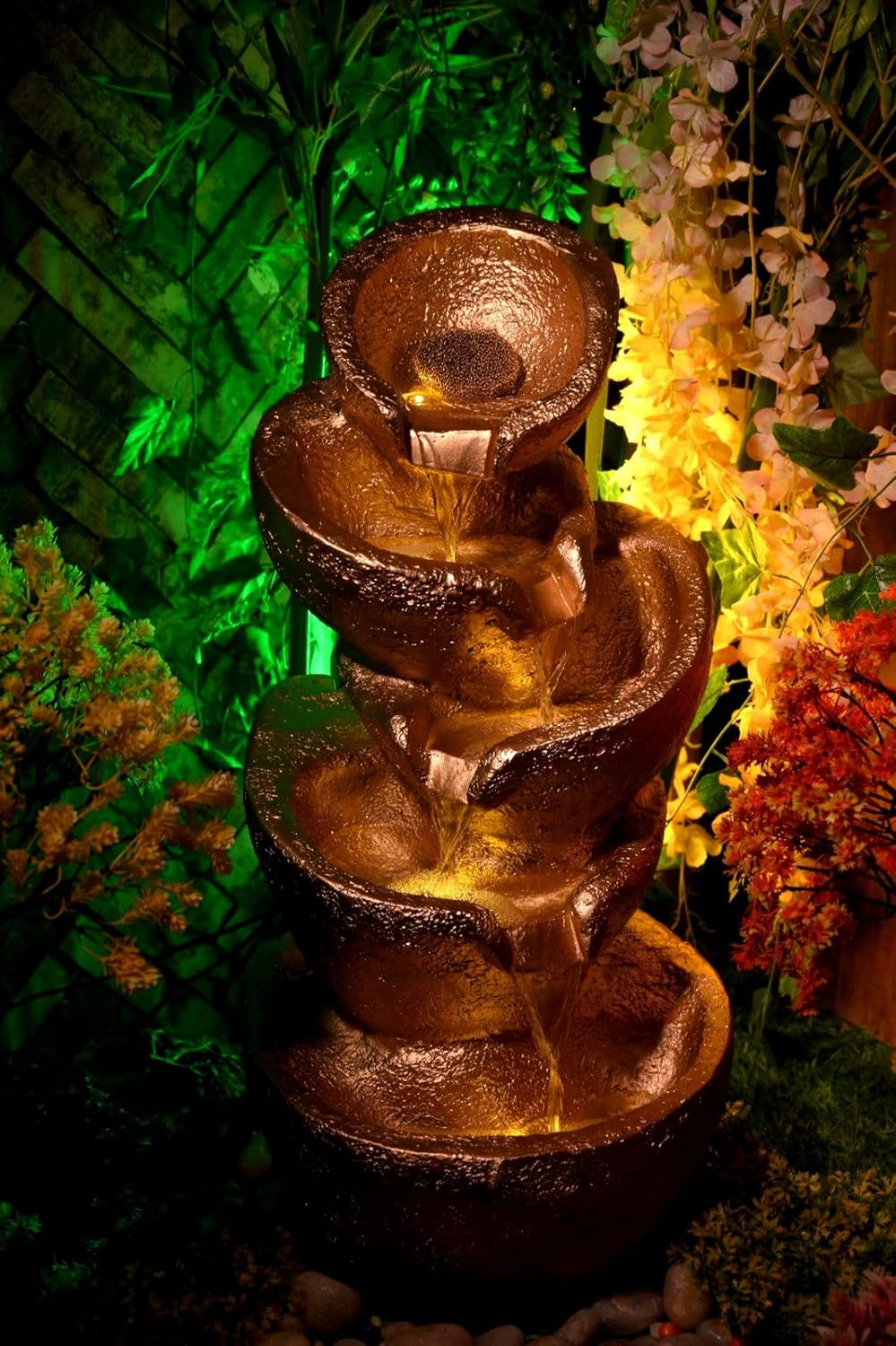 Resin Stacked Pot Water Fountain for Home Decor, Office, Garden (White) Color Tabletop for Indoor Outdoor Home Decor Water Fountain Living Room (Pure Golden)