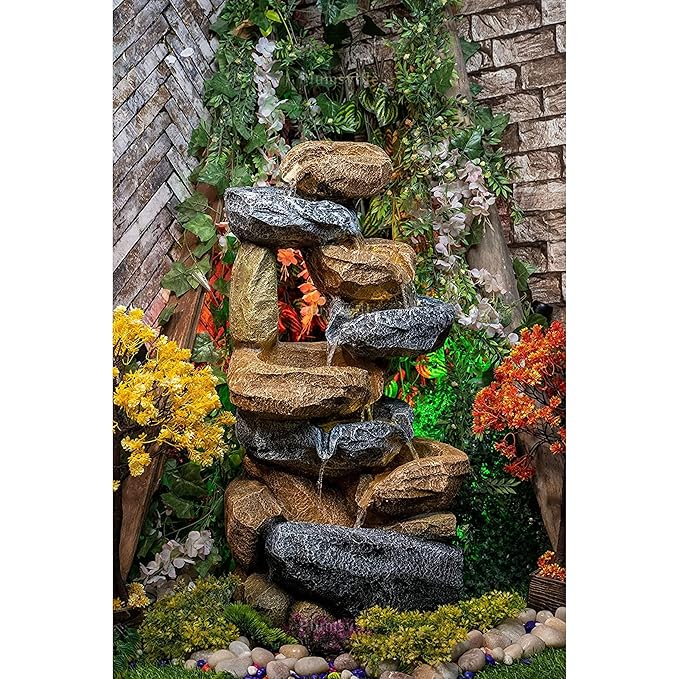 Resting Rock Stone Water Fountain for Home, Office, Garden Decoration Tabletop Water Fountain for Indoor Outdoor Home Decor Living Room Garden Bedroom Hall Table Top Decoration Showpiece.