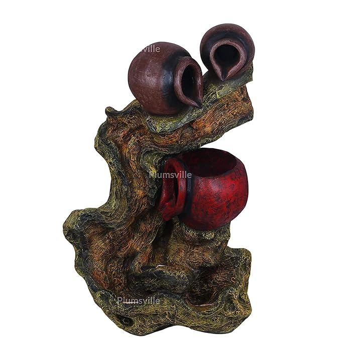 Natural Driftwood Pot Water Fountain for Home, Office, Garden Decorative Indoor Outdoor Home Decor Living Room Garden Bedroom Hall Table Top Decoration Showpiece.