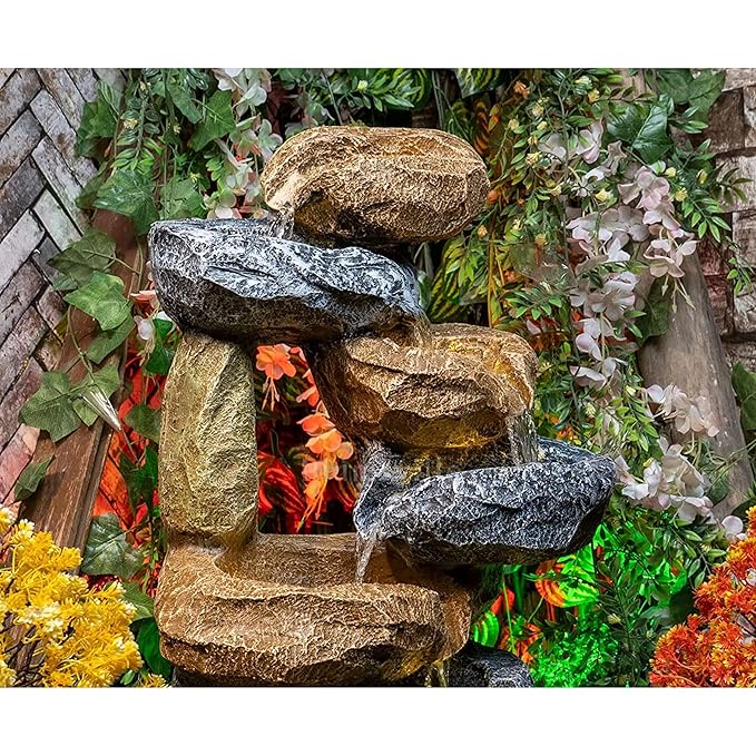 Resting Rock Stone Water Fountain for Home, Office, Garden Decoration Tabletop Water Fountain for Indoor Outdoor Home Decor Living Room Garden Bedroom Hall Table Top Decoration Showpiece.